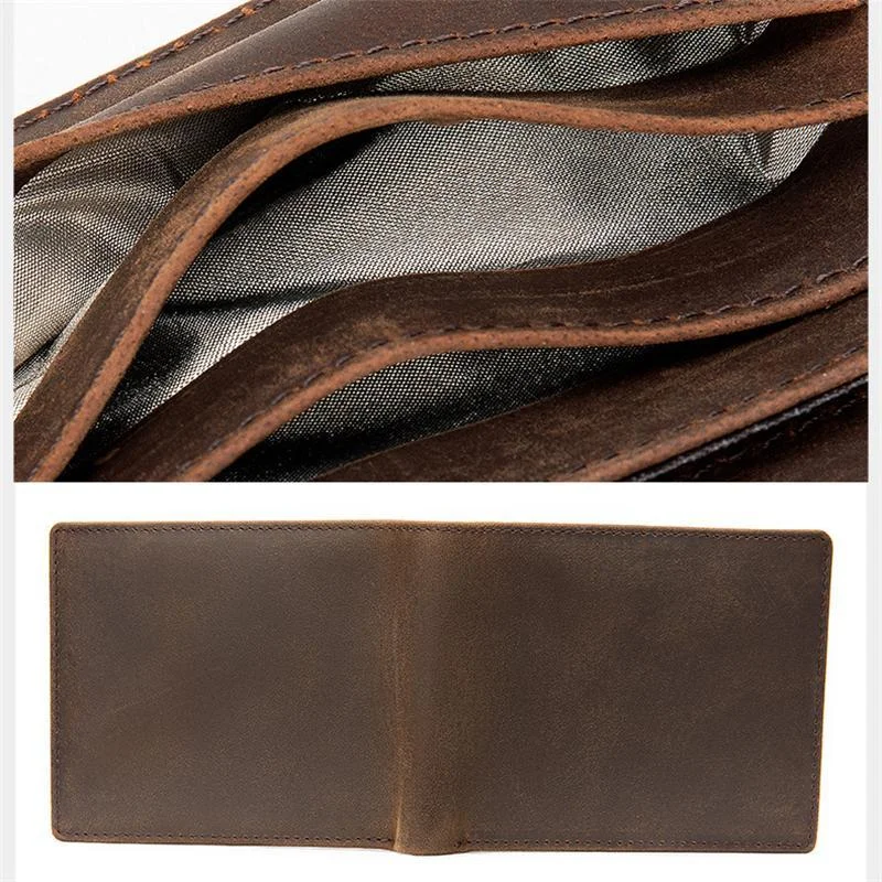 Anti-Scan RFID Design Genuine Leather Currency Pocket Coin Slot Lightweight Mini Wallet