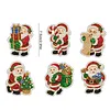 6PCS Santa Claus DIY Pearl Diamond Painting Christmas Fridge Magnets, Sparkling Rhinestone Refrigerator Magnet Craft Kit for Home Decor & Gifts
