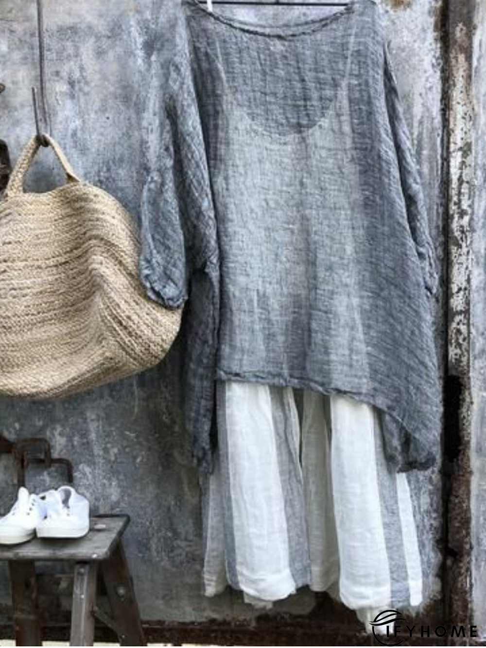 3/4 Sleeve Crew Neck Shirts & Tops | IFYHOME