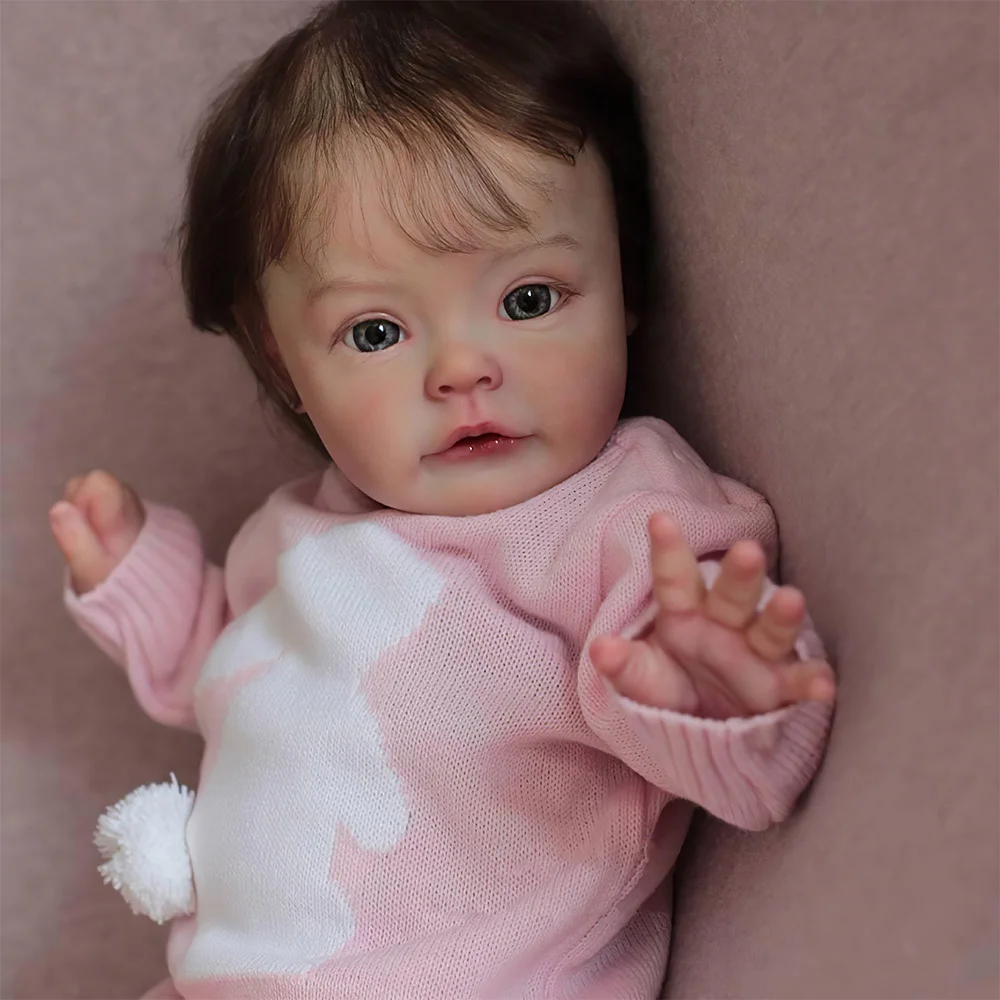 [New!]Large Size Reborn Toddlers Babies Doll 17'' & 22'' Super Lifelike Handmade Awake Reborn Girl Doll Leila