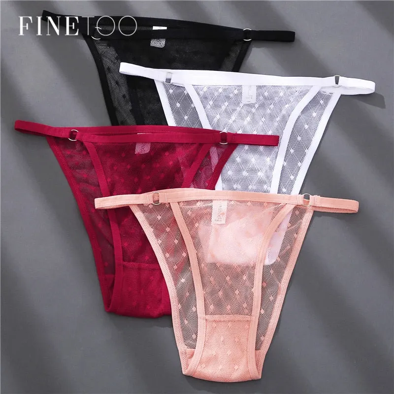 FINETOO M-2XL Sexy Panties Women Dot Lace Bikini Underpants Low Waist Lace Underwear Plus Size Panty Ladies Lingerie Girls Panty