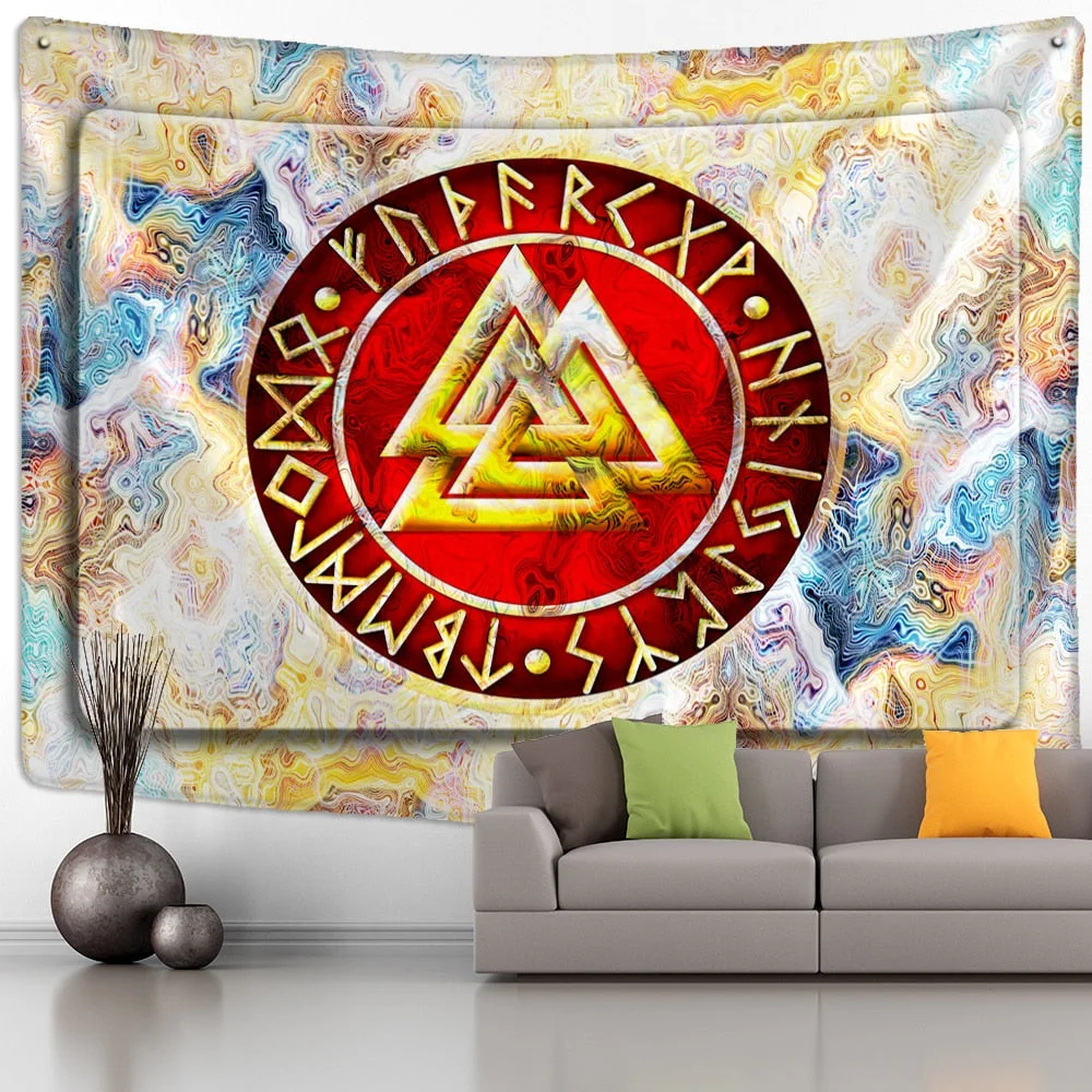 Rune Art Tapestry Wall Hanging Psychedelic Witchcraft Hippie Reaper Tapiz Tarot Mystery Room Home Decor