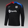 Joyfball 2024/2025 Kids Size Barcelona Half-Pull Training Suit Black Football Shirt 1:1 Thai Quality