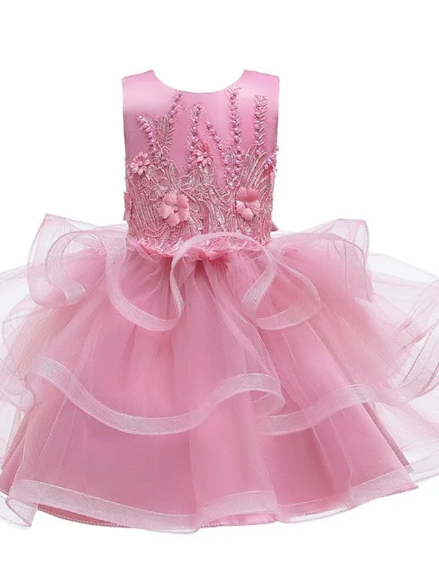 Daisda Ball Gown Sleeveless Jewel Neck Flower Girl Dresses Tulle With ...
