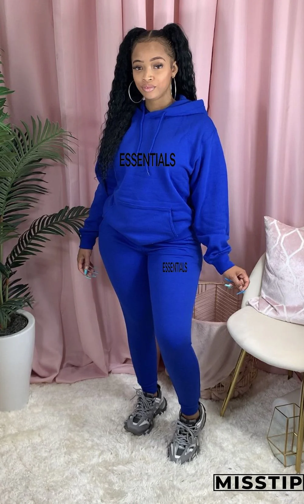 Winter Hooded Sweatshirt Skinny Pants Tracksuit