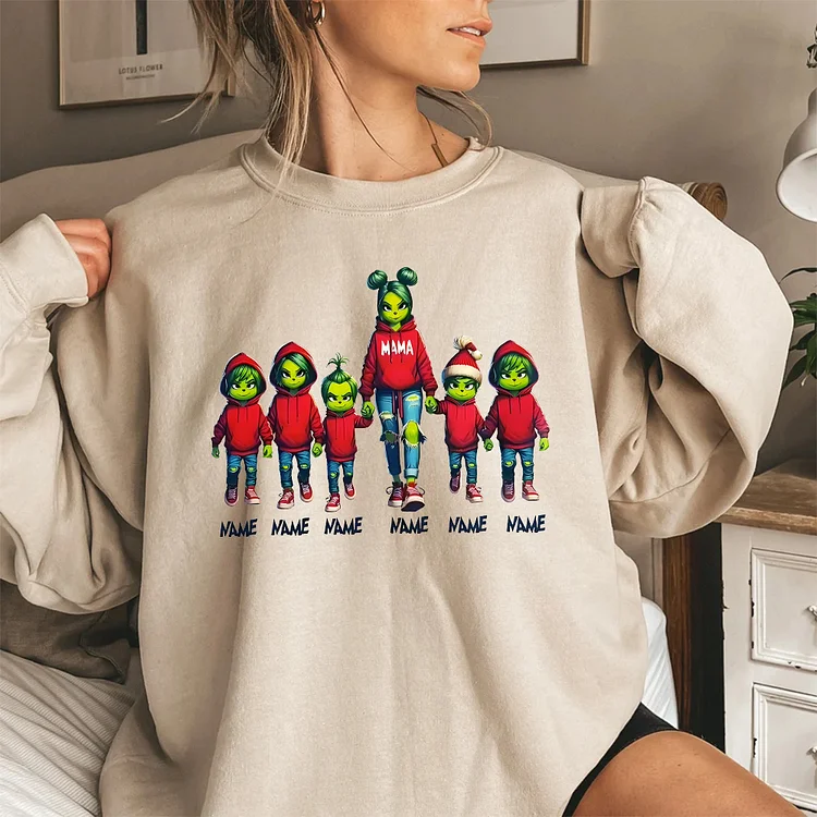 Custom Family Mama Sweatshirt With Kids Names Shirts