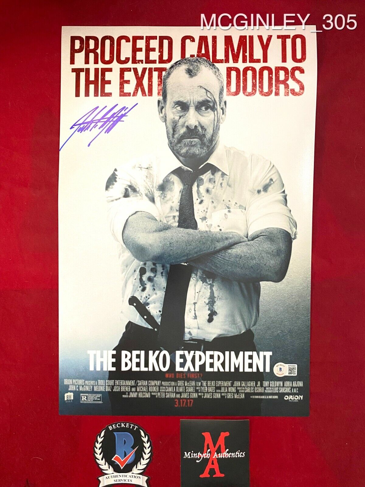 JOHN MCGINLEY AUTOGRAPHED SIGNED 11x17 Photo Poster painting! THE BELKO EXPERIMENT! BECKETT COA!