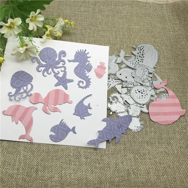 16Pcs lovely sea background frame Metal Cutting Dies for DIY Scrapbooking Album Paper Cards Decorative Crafts Embossing Die Cuts
