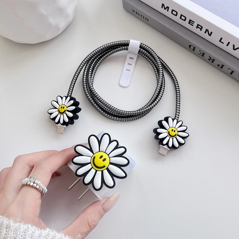 Sunflower Iphone 20w Charger Data Cable Anti-break Protective Cover