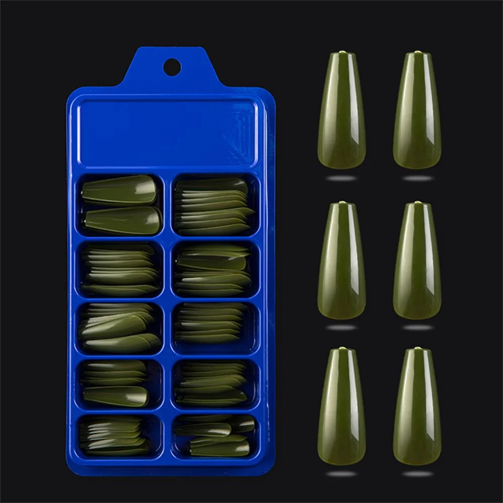 100Pcs Colorful Acrylic False Long Coffin Nails Fake Nails Flat Shape Art Tips Natural Full Cover Fake Nail Tips Manicure Tools-Nail Inspo