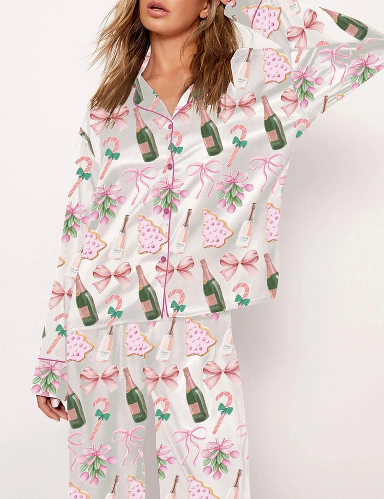 Women's Champagne Christmas Tree Pajama Set
