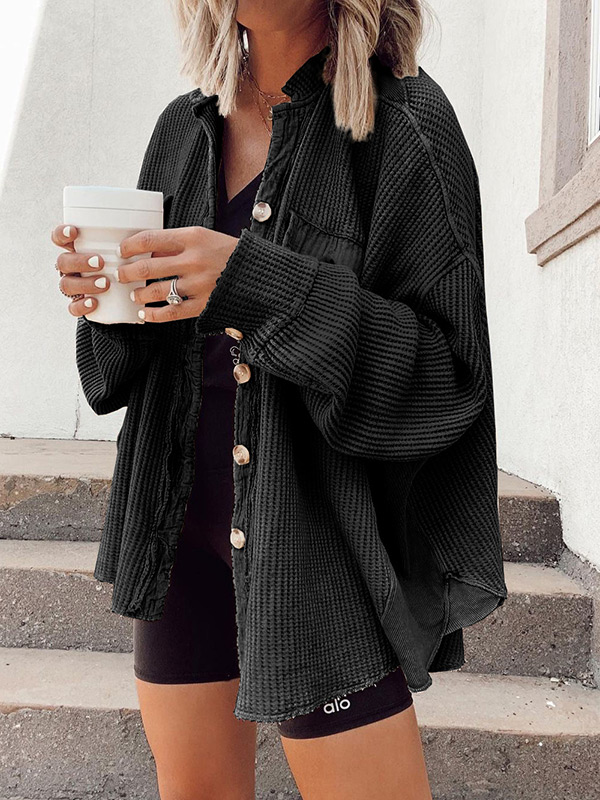 Casual Solid Color Bat Sleeve Sweater Outerwear
