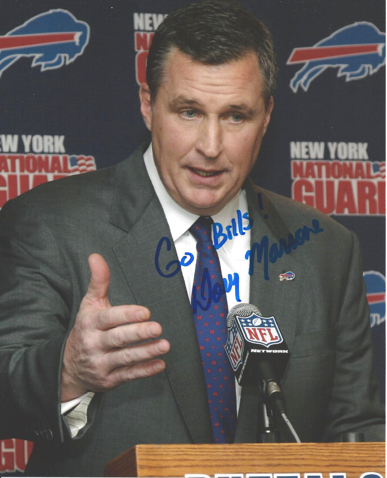 BUFFALO BILLS HEAD COACH DOUG MARRONE SIGNED 8X10 Photo Poster painting W/COA