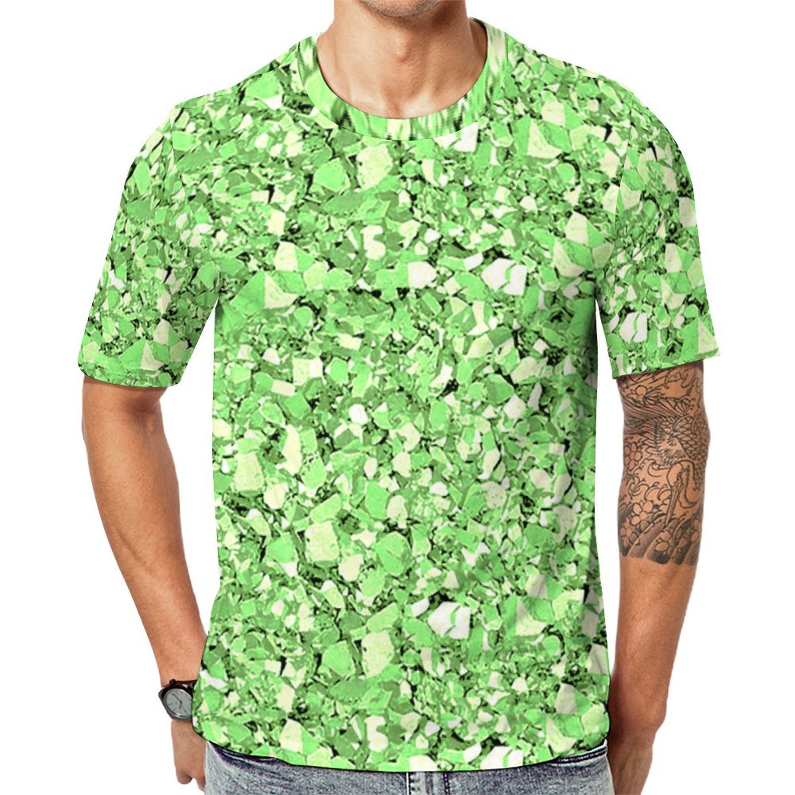 Green Druzy Crystal Short Sleeve Print Unisex Tshirt Summer Casual Tees for Men and Women Coolcoshirts