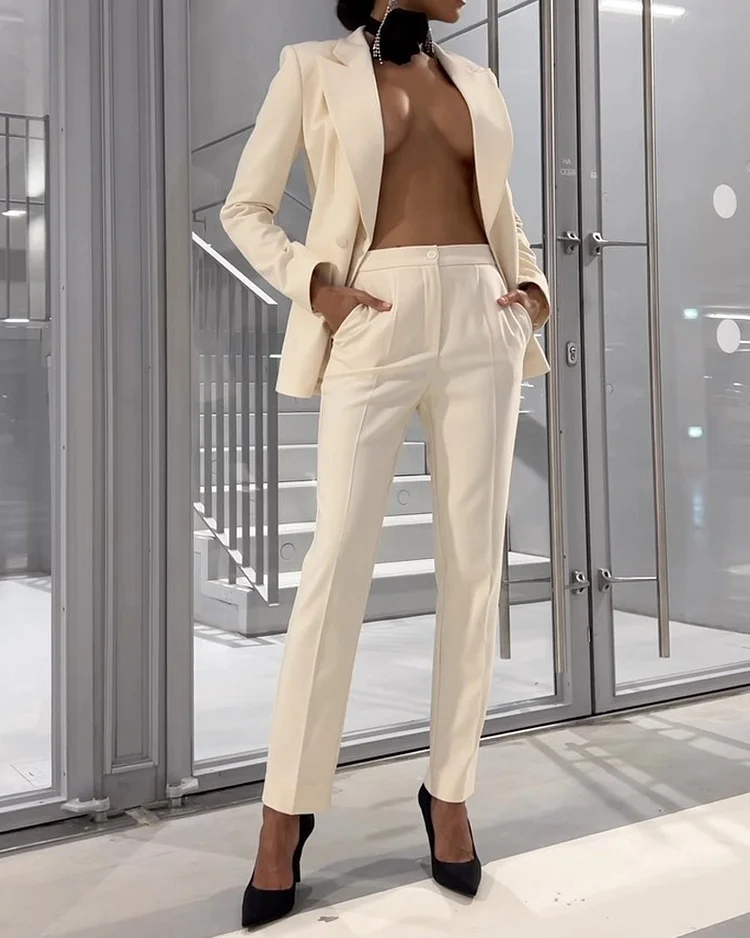 Stylish Double Breasted Suit Two Pieces