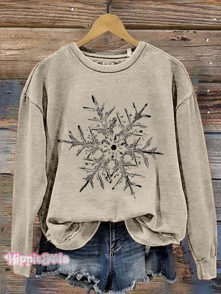 Snowflake Winter Christmas Print Casual Sweatshirt Sand / S