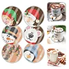 (US Local)6pcs Set Xmas Theme DIY Diamond Painting Coasters Kit with Holder Kit