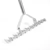 Thatch Rakes for Lawns 15.4 Inch Wide Lawn Rake for Leaves and Grass with Long Handle & 11 Curved Tines for Garden Yard Soil Loosening Grass Cleaning
