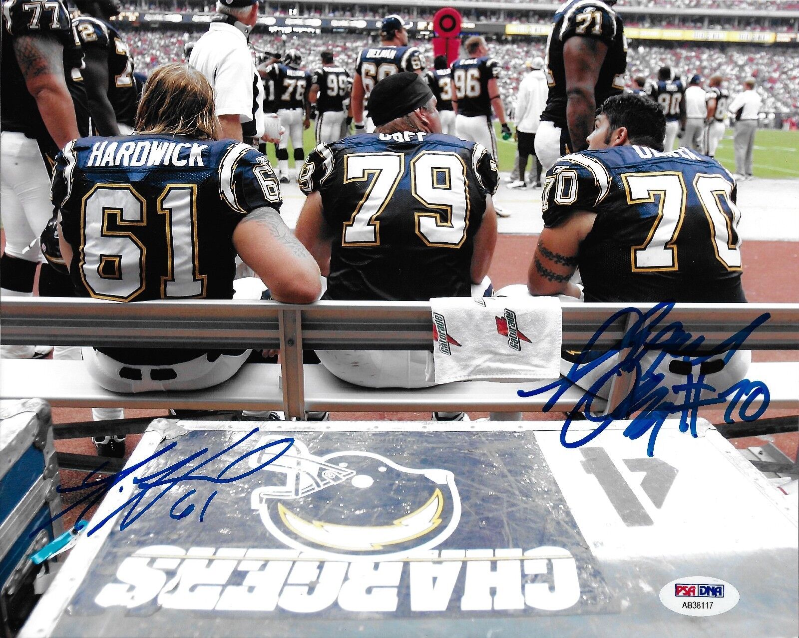 Nick Hardwick Shane Olivea Signed 2006 Chargers Football 8x10 Photo Poster painting PSA/DNA COA