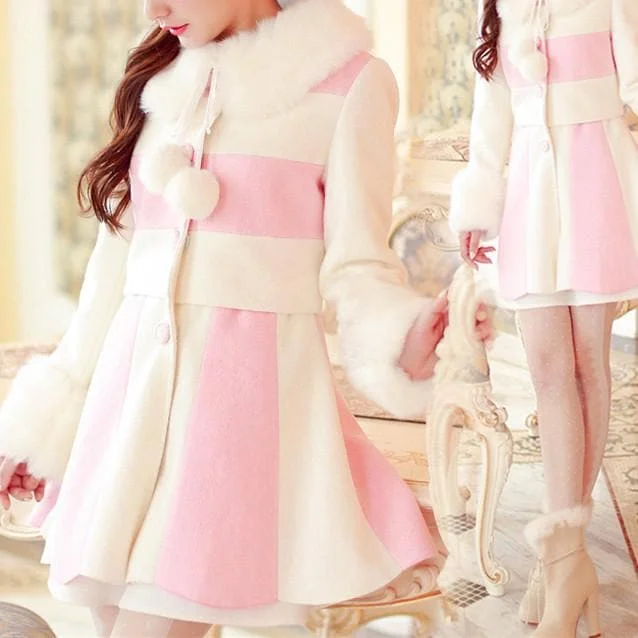 S/M/L Miss Pink Snow Fleece Winter Coat SP153498