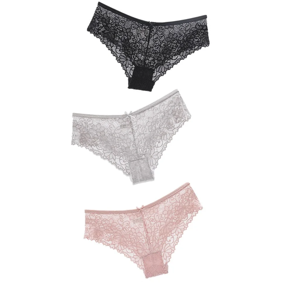 3Pcs Hot Panties for Woman Underwear Sexy Lace Breathable Soft Lingerie Female Briefs Panty Sexy Transparent Women's Underpants