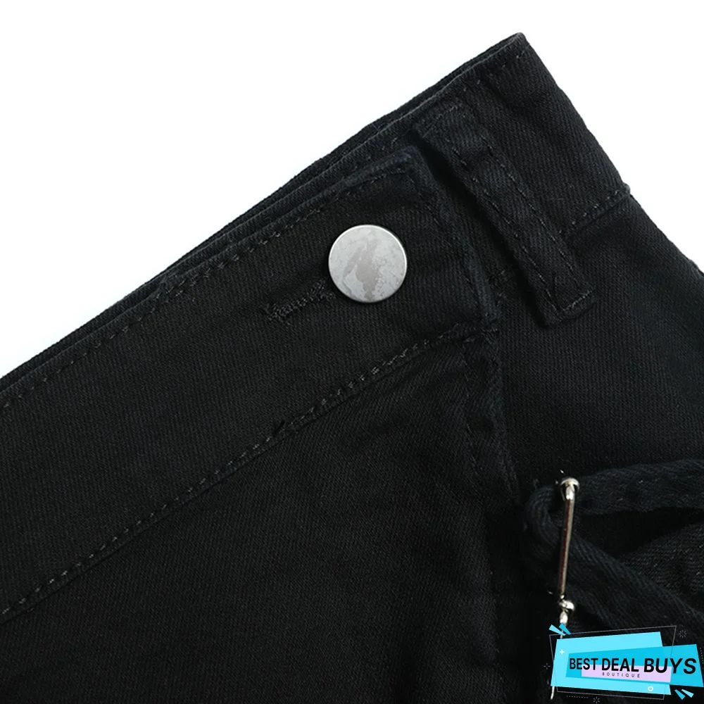 Trendy Cropped Multi Pocket Cargo Shorts Slim Waist Slim Fit Summer Loose Denim Shorts