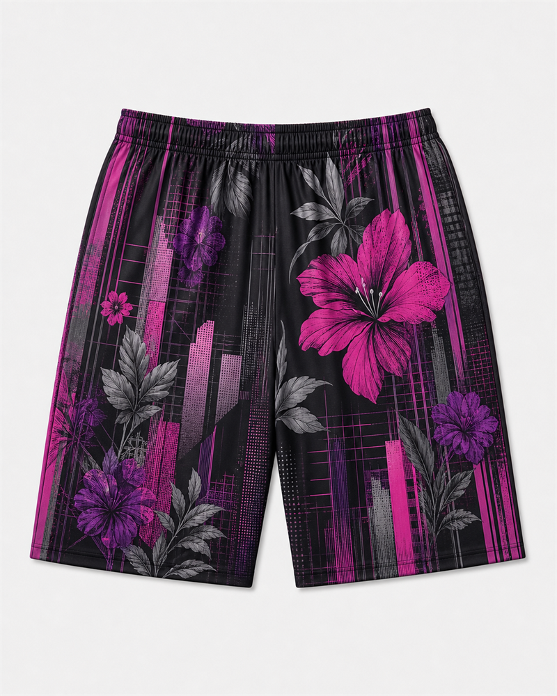 Big & Tall Metro Bloom Digital Print Polo Shirt and Shorts Set
