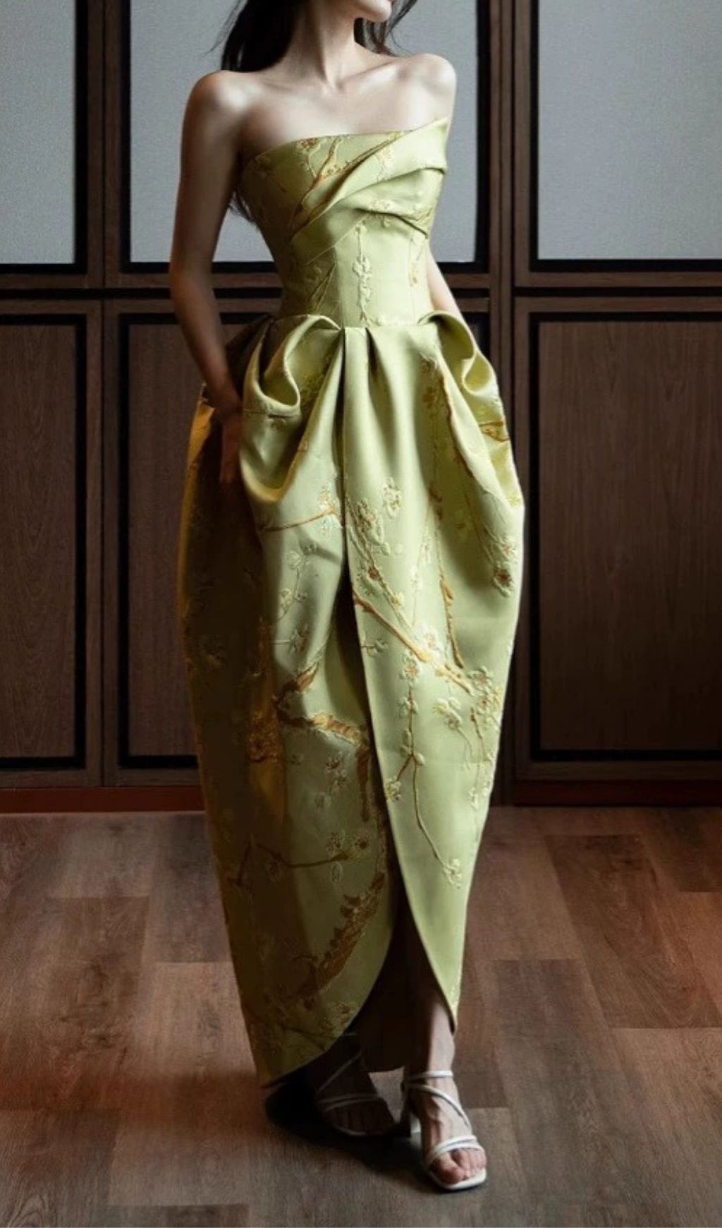 Flowering Girl Women Fang Strapless Flower Maxi Dress 