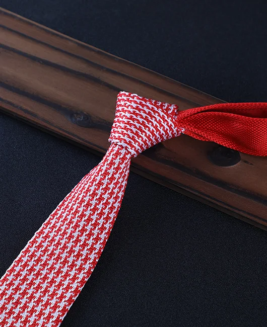 Business Houndstooth Pattern Contrast Color Knitted Necktie 