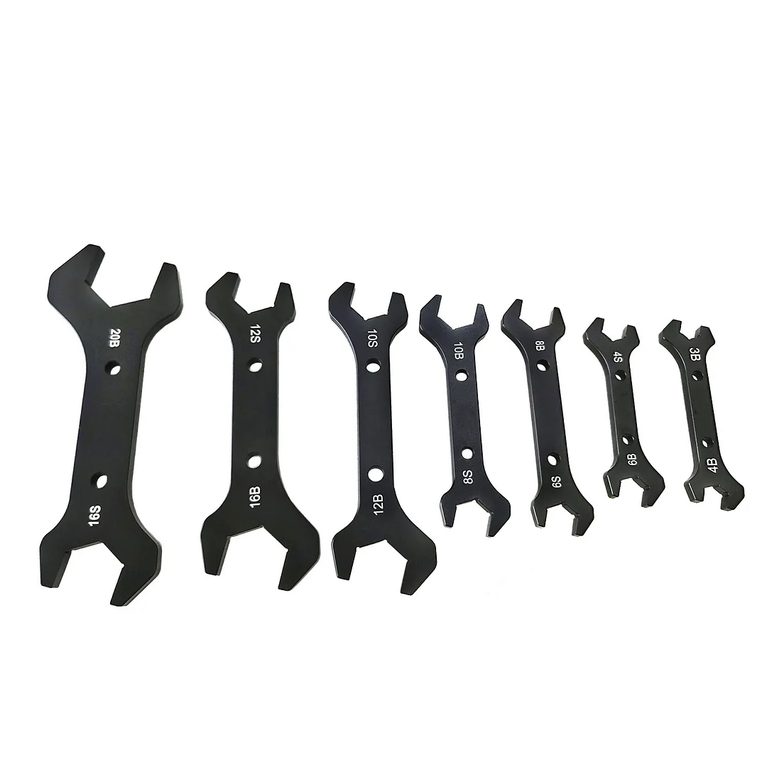 Alloyworks Black Double Hose Ended Spanner Tool Kit Wrench Set AN3 to AN20