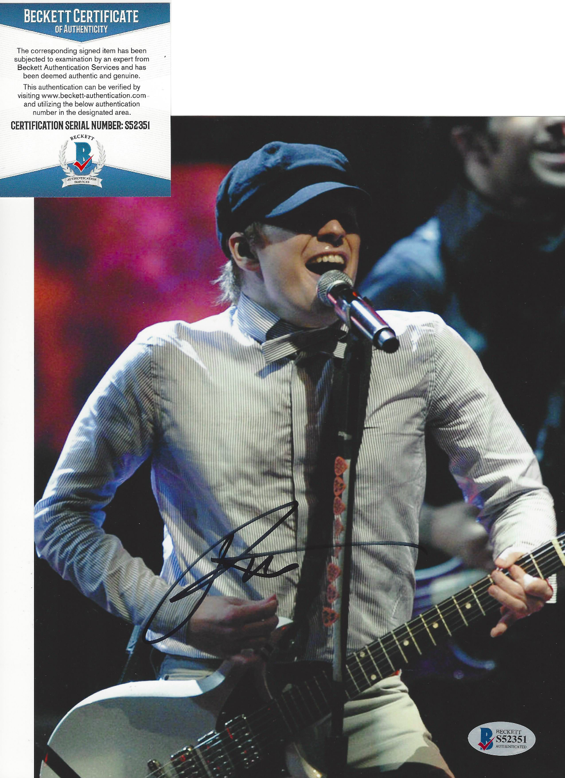 SINGER PATRICK STUMP of FALL OUT BOY SIGNED 8x10 Photo Poster painting B PROOF BECKETT COA BAS