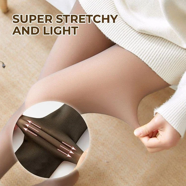 Semisheer Warm Plush Lined Elastic Tights Leggings