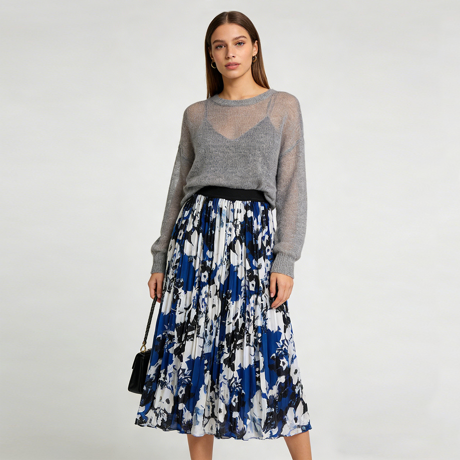 Artistic Silk Skirt with Abstract Prints for Art Exhibiton REAL SILK LIFE