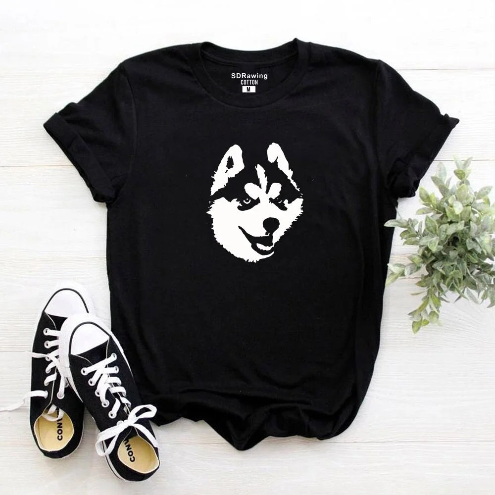 Harajuku Siberian Husky cotton T shirt Husky Gifts women Clothing With Dog Graphic Tees dog lovers shirt summer tops