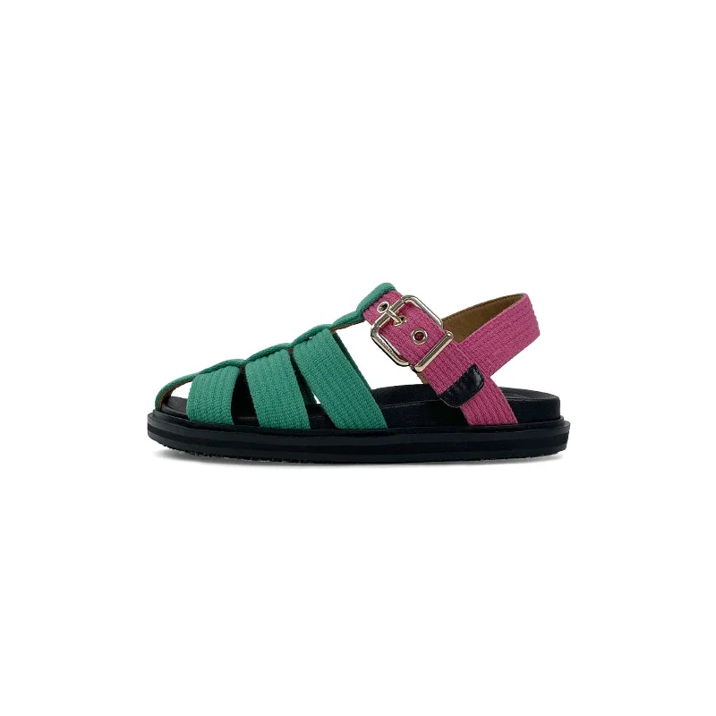 Qengg MCCKLE Summer Sandals Women Causal Ladies Flat Fisherman's Sandal Mixed Color Buckle Strap Female Comfortable Woman Shoes 2022