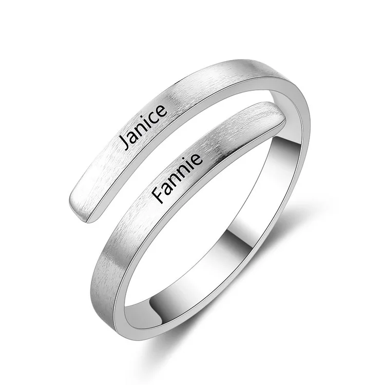 Engraved Promise Ring Personalized 2 Name Unique Gift For Friend For Mother
