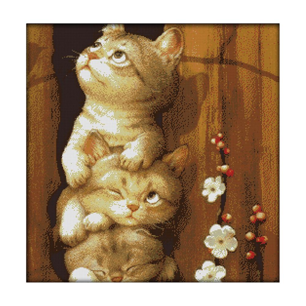 

Naughty cat - 14CT Stamped Cross Stitch - 55*56cm, 501 Original