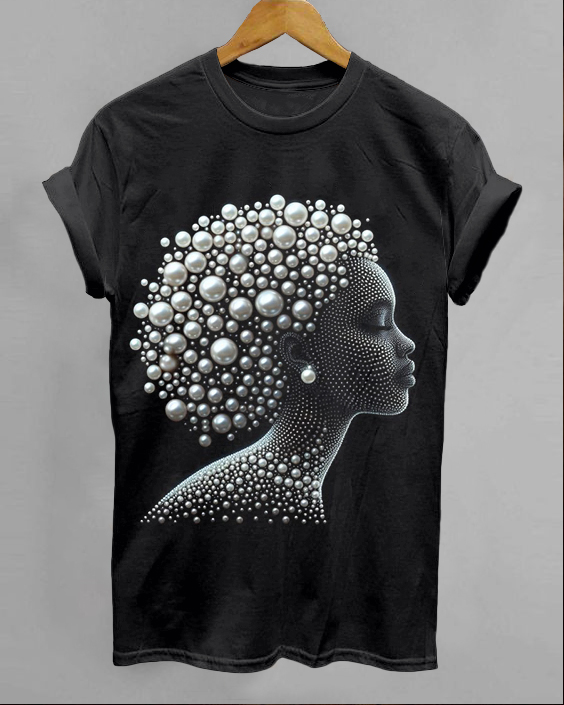 Full of Pearls Woman Round Neck Short Sleeve Shirt