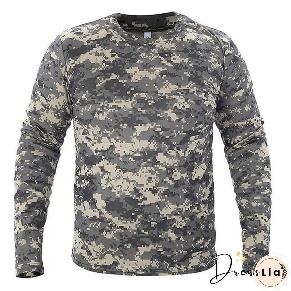 Men Long Sleeve Tactical Camouflage T-shirt camisa masculina Quick Dry Military Army shirt