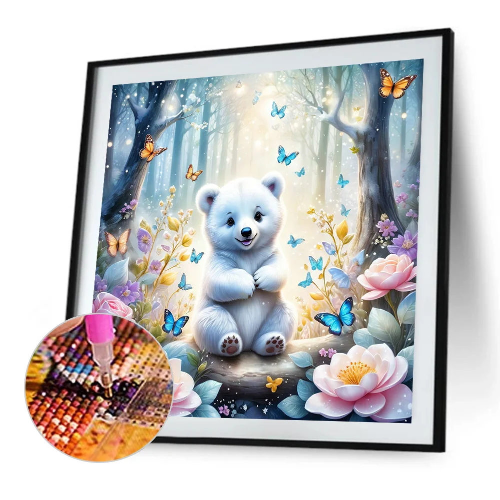 Diamond Painting - Full Round Drill - White Bear(Canvas|30*30cm)