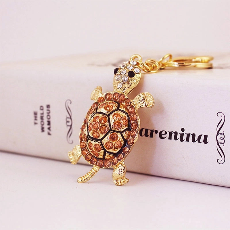 Cute Tortoise Zinc Alloy Plating Inlay Rhinestones Unisex Bag Pendant Keychain