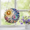 (Upgrade Size)DIY Diamond Painting Art Double Sided Effect Pendant Colorful Stained Glass Hanging Ornament Kit(Sunflower)