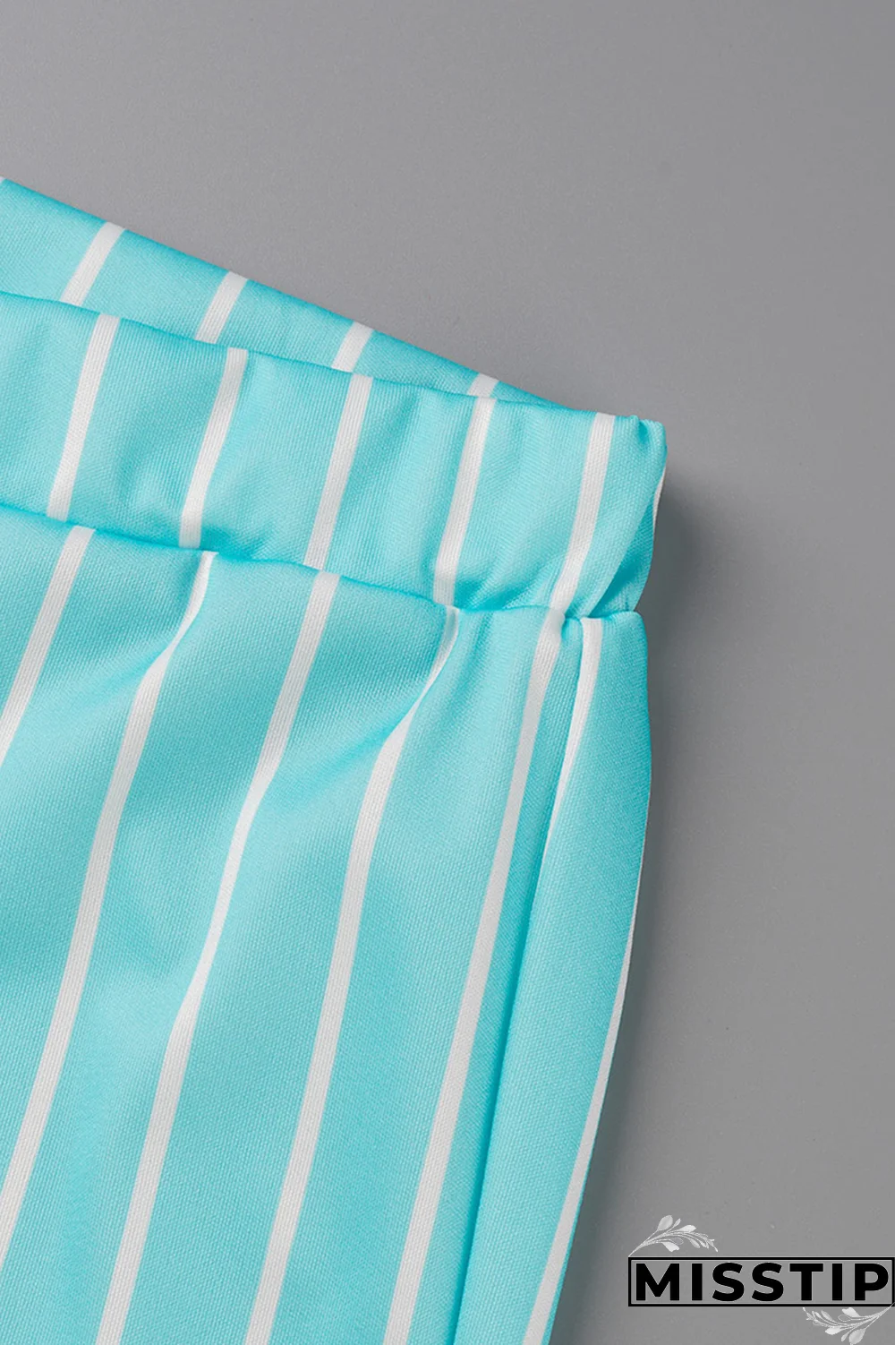 Grass Green Casual Striped Patchwork Turndown Collar Sleeveless Two Pieces