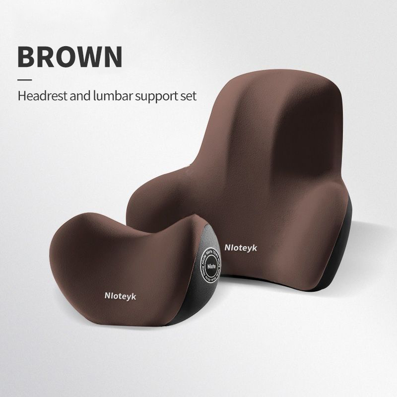 Tegooe Ergonomic Car Seat Memory Foam Neck Pillow Headrest and Lumbar Support Cushion Set