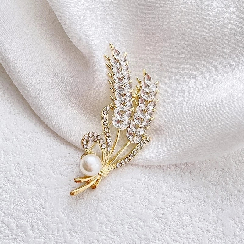 Fashion Pin Flower Alloy Plating Inlay Artificial Gemstones Pearl Women’S Brooches