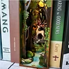 3D Wooden Puzzle Bookend Dollhouse Forest Deer Book Nook with Light Bookshelf Insert Decor 