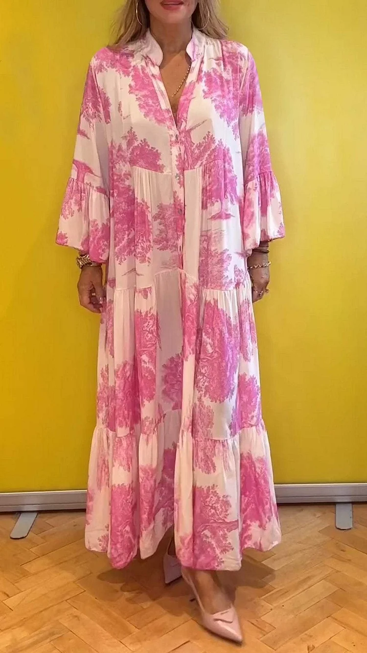 Women Summer V-neck Forest Pattern Maxi Dress💕