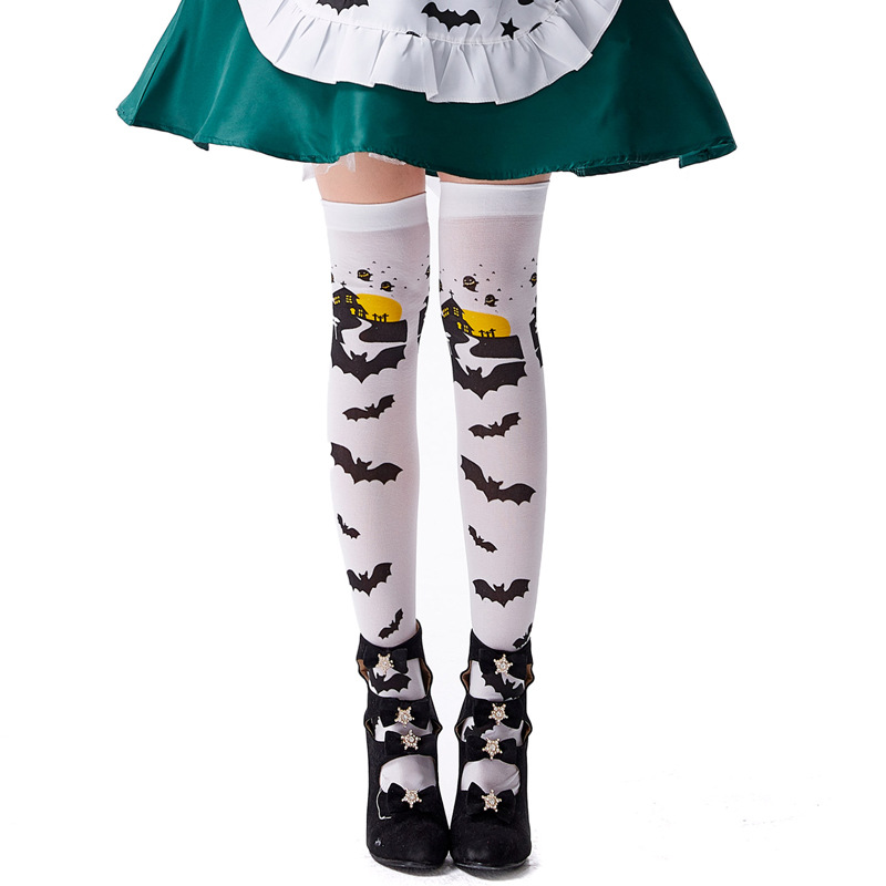 Halloween Costume Stocking Adult Witch Vampire Bat Pattern over the knee stockings Novameme