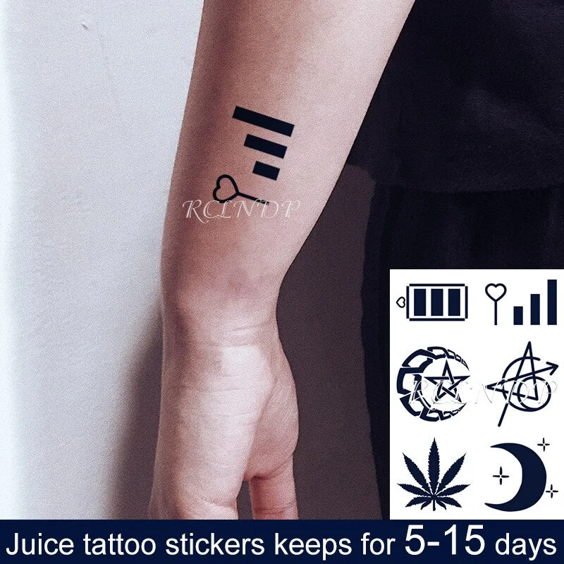 Waterproof Temporary Juice Ink Sticker Love Heart Hand Design Flower Fairy 8 Fruit Gel Long Lasting Tattoo for Men Women
