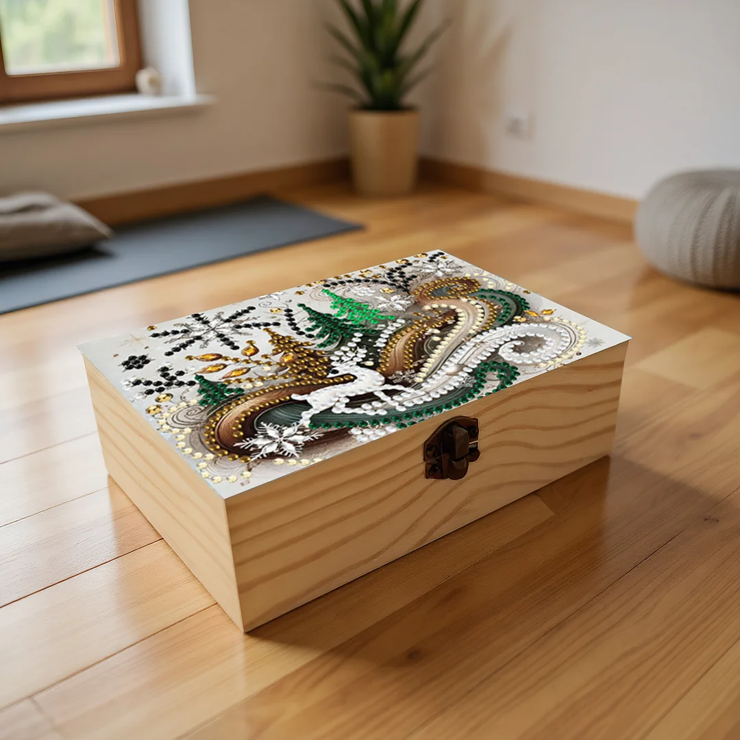 Deer DIY Wooden 5D Diamond Art Diamond Art Storage Box for Adults Gifts Desktop